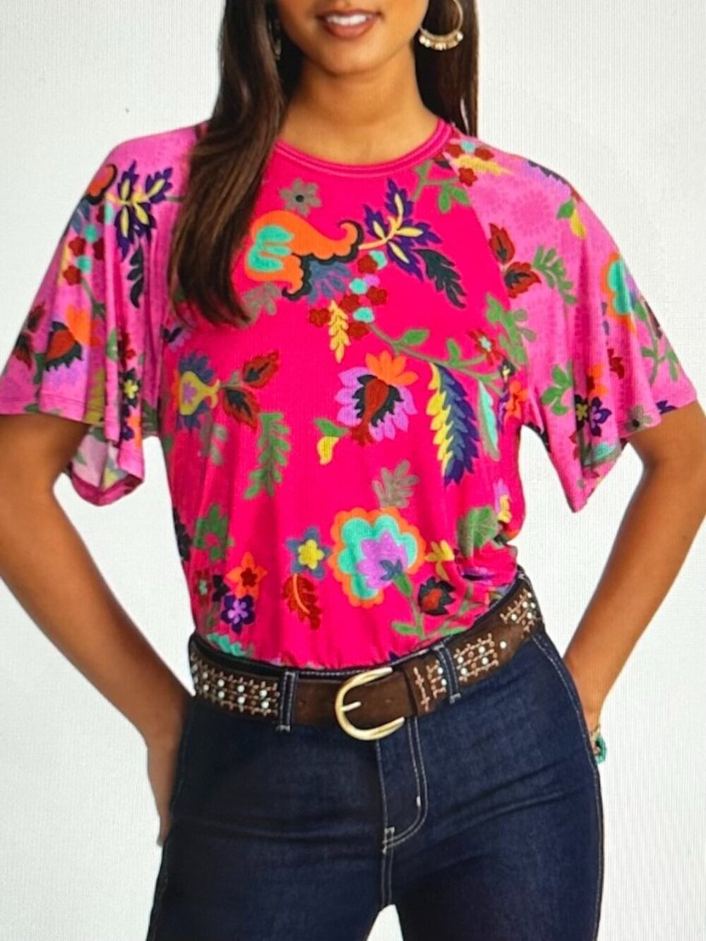 Johnny Was the Janie Favorite flutter Raglan sleeve Top Size M